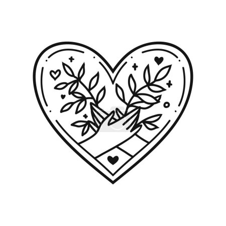 Ilustración de Mano con corazón. Concepto de autocuidado. Ilustración vectorial. Doodle estilo lindo. Tarjeta de invitación, tarjeta de San Valentín. Concepto de autocuidado - Imagen libre de derechos