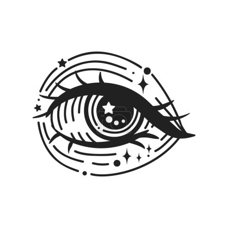 Illustration for Evil eye. Eye of Providence. Lineart Vector illustration. Magic witchcraft symbol. Masonic symbol. Hand drawn logo or emblem - Royalty Free Image