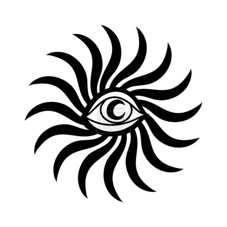 Augenoptische Täuschung. Auge der Vorsehung. Lineart Vector illustration. Magische himmlische Hexerei. Freimaurerisches Symbol. Handgezeichnetes Logo oder Emblem