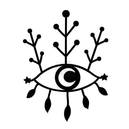 Illustration for Eye boho. Lineart Vector illustration. Flower moon , Magic celestial witchcraft symbol. Masonic symbol. Hand drawn logo or emblem - Royalty Free Image