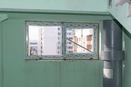 Photo for Tiraspol, Moldova - November 14, 2023: Plastic windows of the WDS brand. Replacement of old windows. Replacement of old wooden windows with plastic PVC. - Royalty Free Image