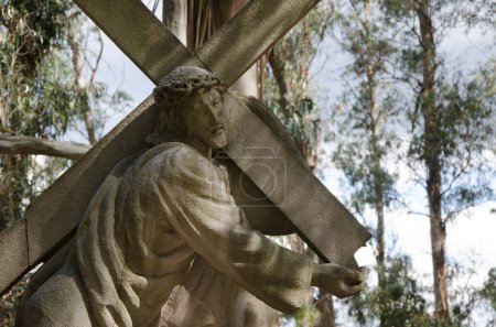 Photo for Viacrucis station number two jesus carries the cross, heavier for the sins of the world - Royalty Free Image