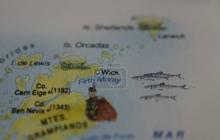 vertikale touristische Karte der Stadt Wick in England in Reisekonzept