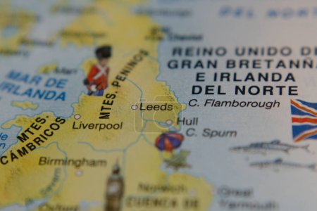 tourist map of the city of leeds in england in travel concept
