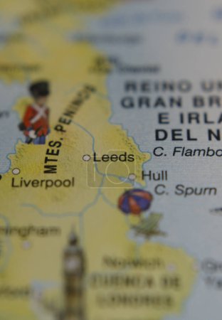 tourist vertical map of the city of leeds in england in travel concept