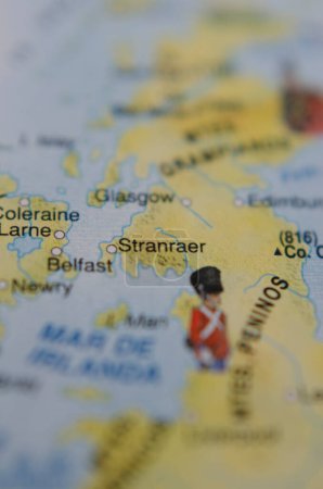 tourist vertical map of the city of Stranraer in England in travel concept