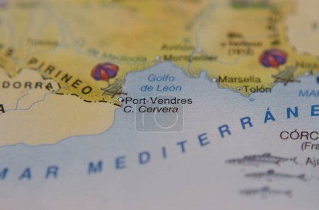 Touristische Karte von Port Vendres in Frankreich, im Reise- und Urlaubskonzept.