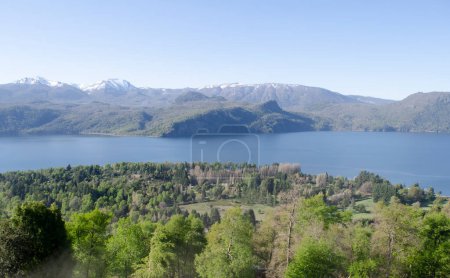 landscape of mountains and lake in san martin de los andes, in patagonia