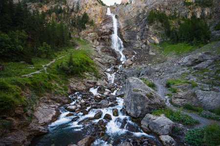 Photo for Adelboden, Switzerland - July 25, 2022 - Engstligen Falls falls in the Swiss Alps in the mountains. - Royalty Free Image