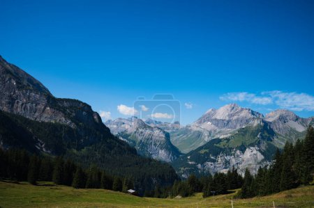 Photo for Oeschinensee, Switzerland - July 27, 2022 - View from Oeschinensee, Switzerland in the town of Kandersteg. - Royalty Free Image