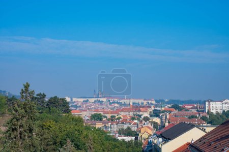 Photo for Prague, Czech Republic - September 27, 2023 - Panoramic view of Prague and the surrounding area while walking on Vysehrad. - Royalty Free Image