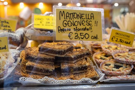 Photo for Freshly baked food items in a shop in Genoa - Royalty Free Image