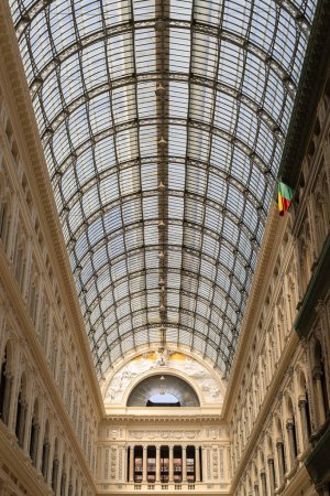 Photo for View of glass roof in shopping centre in naples, Galleria Umberto, vertical - Royalty Free Image