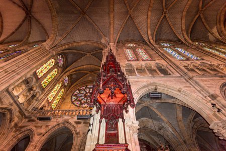 Photo for MOULINS, ALLIER, FRANCE, APRIL 11, 2022 : interiors and architectural details of church of the holy heart - Royalty Free Image