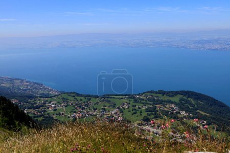 Photo for A view of Leman lake, from Thollon les Memises village, in haute savoie, France - Royalty Free Image