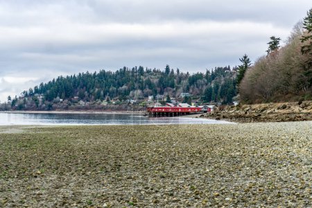 Foto de A view of the shoreline of Lynnwood, Washington at low tide. - Imagen libre de derechos