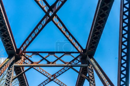 Photo for A close-up shot of a bridge trestle on the Cedar River Trail in Reonton, Washington. - Royalty Free Image