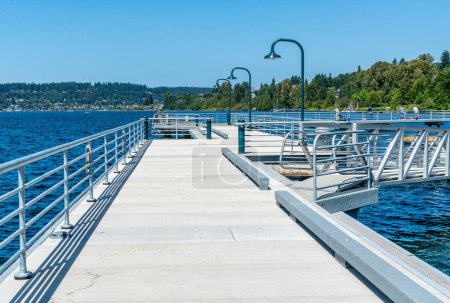 Photo for A view of the pier at Gene Coulon Park in Renton, Washington. - Royalty Free Image