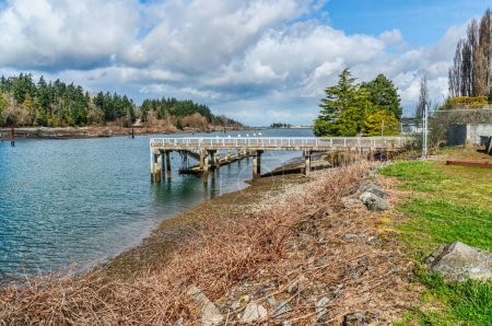 Photo for A view of a pier on the Swinomish Channel near La Conner, Washington. - Royalty Free Image