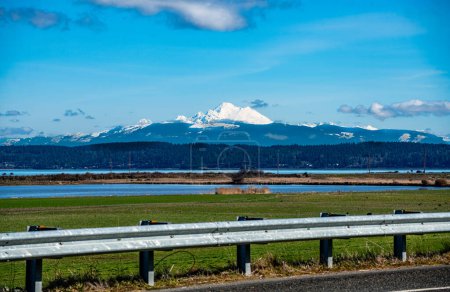 A view of Mount Baker from near Anacotes, Washington.