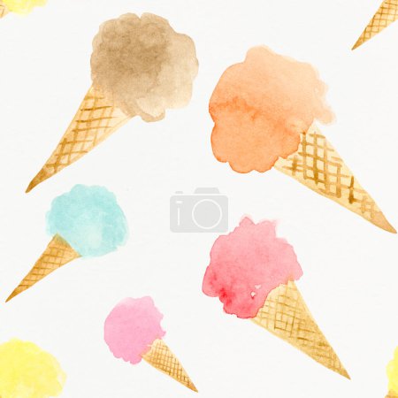 pattern illustration ice cream vanilla with watercolor