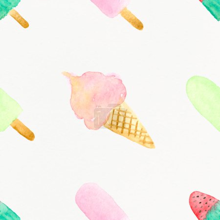 Photo for Watercolor painting illustration of ice cream vanilla - Royalty Free Image