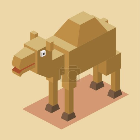 Téléchargez les illustrations : Illustration poly-isométrique basse d'un chameau du désert - en licence libre de droit