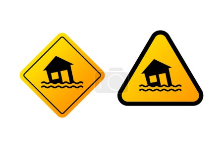 Ilustración de Inundación Desastre Signo amarillo. Ilustración vectorial - Imagen libre de derechos