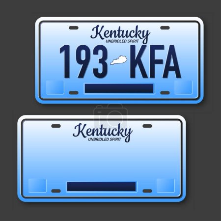Illustration for Retro car plate for banner design. Kentucky state. Isolated vector illustration. Business, icon set. - Royalty Free Image