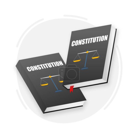 Téléchargez les illustrations : Livre de constitution. Livre de droit en style plat. Illustration vectorielle. - en licence libre de droit
