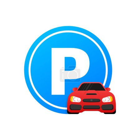 Illustration for Car parking icon. Car park, lot Parking zone - Royalty Free Image