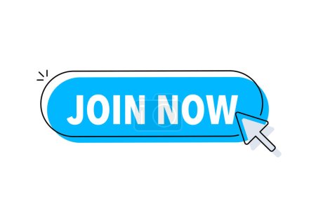 Illustration for Join now button with cursor. Pointer click. Vector web button - Royalty Free Image