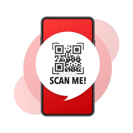 Scan me icon with QR code. Inscription scan me. QR code label