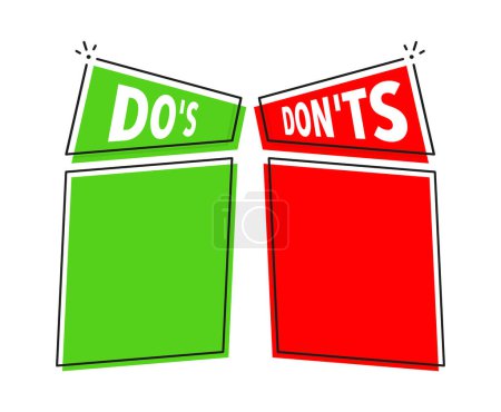 Illustration for Do and Dont. Checkmark, Wrong sign. Positive and negative. Dos and donts. True or false - Royalty Free Image