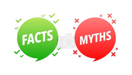 Illustration for Facts vs myths, fact-checking. Check mark. Fake news. Rumors comparing with true information. Facts vs myths label - Royalty Free Image