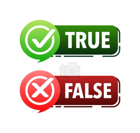 Ilustración de True false label, sign. Check mark and cross - Imagen libre de derechos