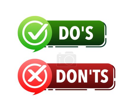 Illustration for Dos and donts signs. Good and Bad Icon. Positive and negative sign - Royalty Free Image