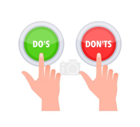Illustration for Dos and donts button. Good and Bad Icon. Positive and negative sign - Royalty Free Image