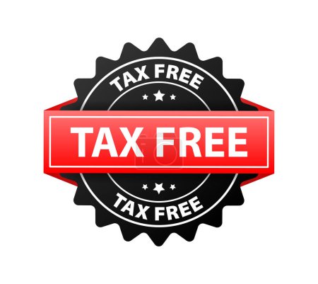 Ilustración de Tax free red label. Tax free icon. Vector illustration. - Imagen libre de derechos