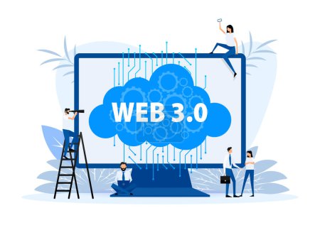 Téléchargez les illustrations : Le Web 3.0 est une nouvelle génération d'Internet. Technologie blockchain Internet. Illustration vectorielle - en licence libre de droit