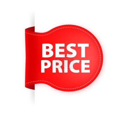 Photo for Best price red label with ribbon. Vector illustration. - Royalty Free Image