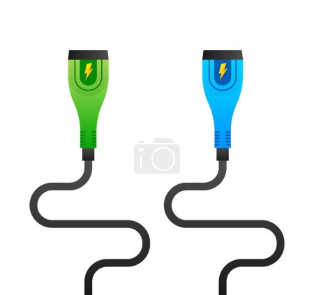 Illustration for Electric car charging plug. Charger connector. EV station. Vector illustration - Royalty Free Image
