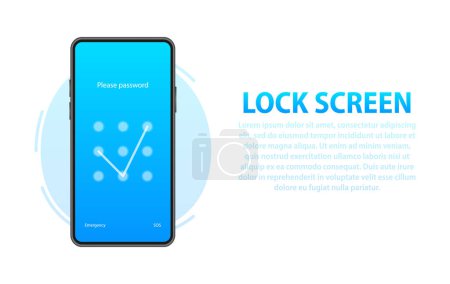 Illustration for Smartphone with passcode lock screen interface. Protecting Your Smartphone and Personal Data from Unauthorized Access. Vector illustration - Royalty Free Image