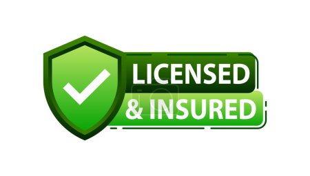 licensed and insured label. Official license and insurance - a guarantee of quality and safety. Vector illustration