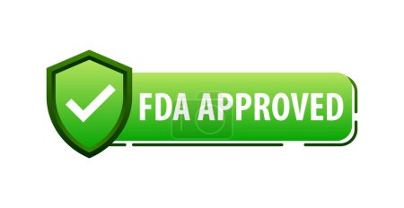 Téléchargez les illustrations : Label approuvé par la Fda. FDA Validated Quality and Safety Assurance. Illustration vectorielle - en licence libre de droit