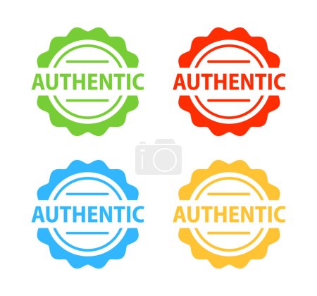 Authentic stickers, Colorful label on white background