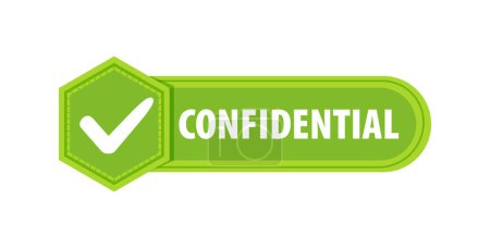 Confidential Badge with a check mark. Label or sticker.