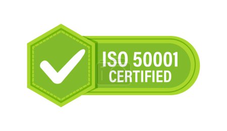 Ilustración de Insignia de certificación de gestión de calidad ISO 50001. Ilustración vectorial. - Imagen libre de derechos