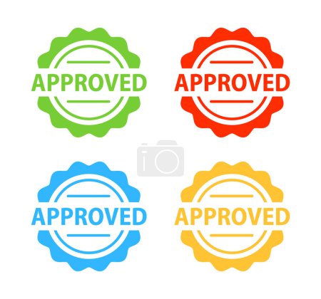 Approved stickers, Colorful label on white background