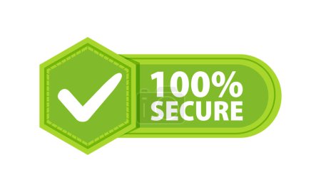 100 Secure grunge Badge with a check mark. Label or sticker.